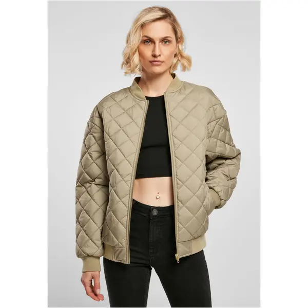Urban Classics Women's oversized Diamond Quilted Bomber Jacket khaki