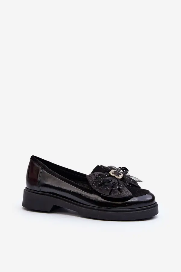 Laura Messi Women's Patent Loafers With Bow Laura Messi 2786 Black