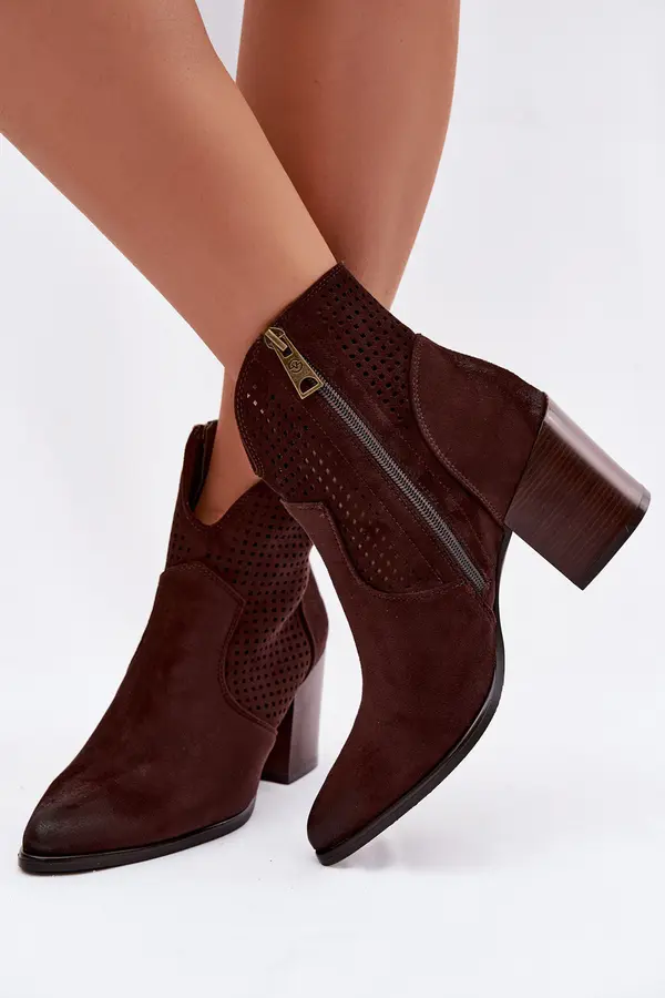 VINCEZA Women's Perforated Ankle Boots Vinceza
