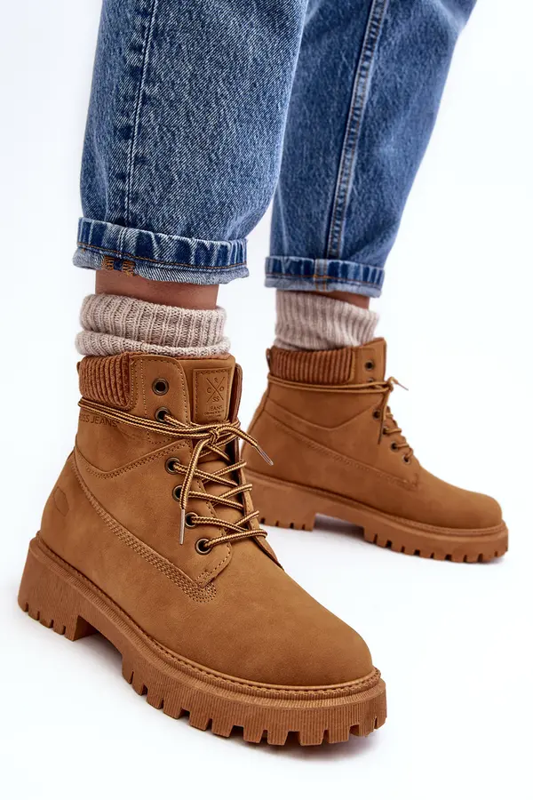 Cross Jeans Women's Quilted Trapper Boots Camel Cross Jeans