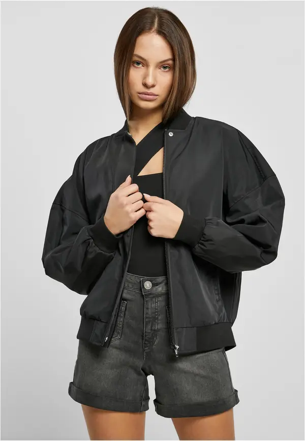Urban Classics Women's Recycled Oversized Light Bomber Jacket Black