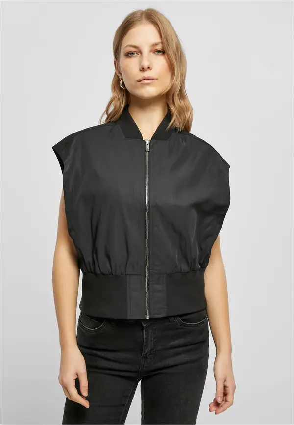 Urban Classics Women's Recycled Short Bomber Vest Black