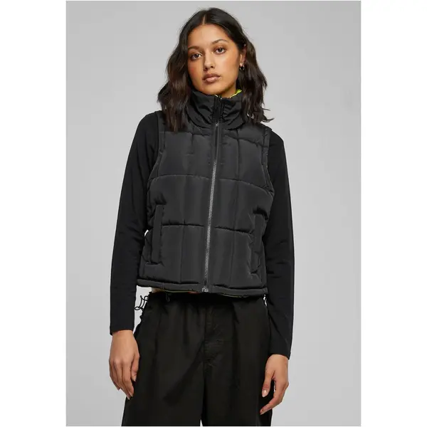 Urban Classics Women's reversible cropped vest black/yellow