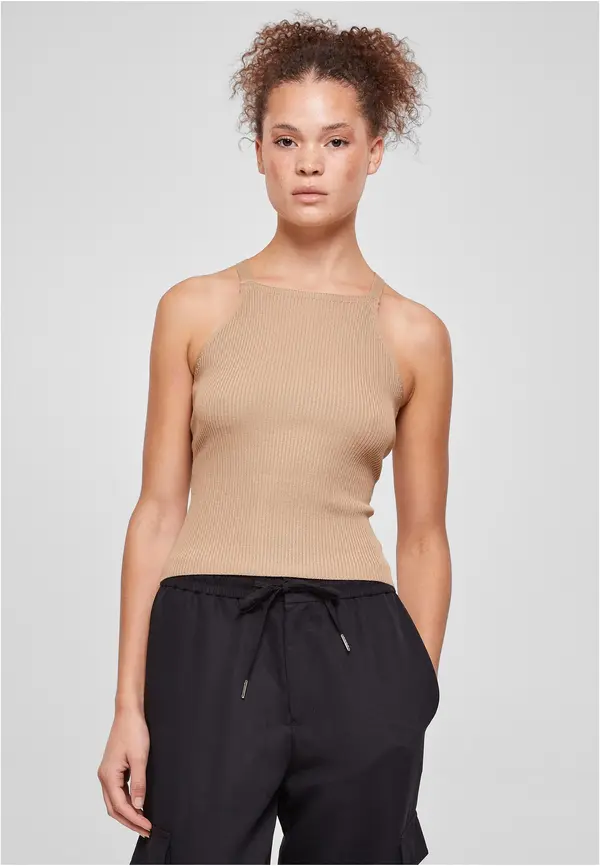 Urban Classics Women's ribbed knit with a crossed back part Unionbeige