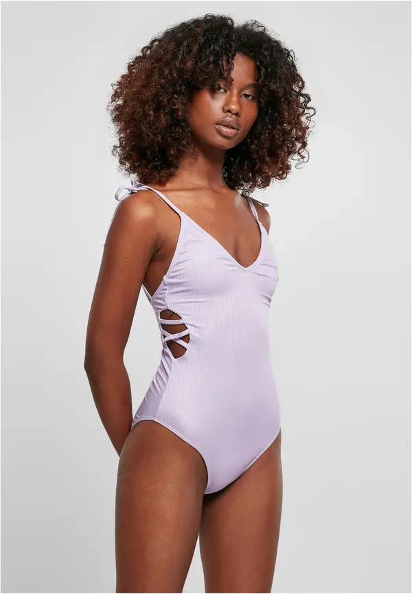 Urban Classics Women's ribbed swimsuit lilac