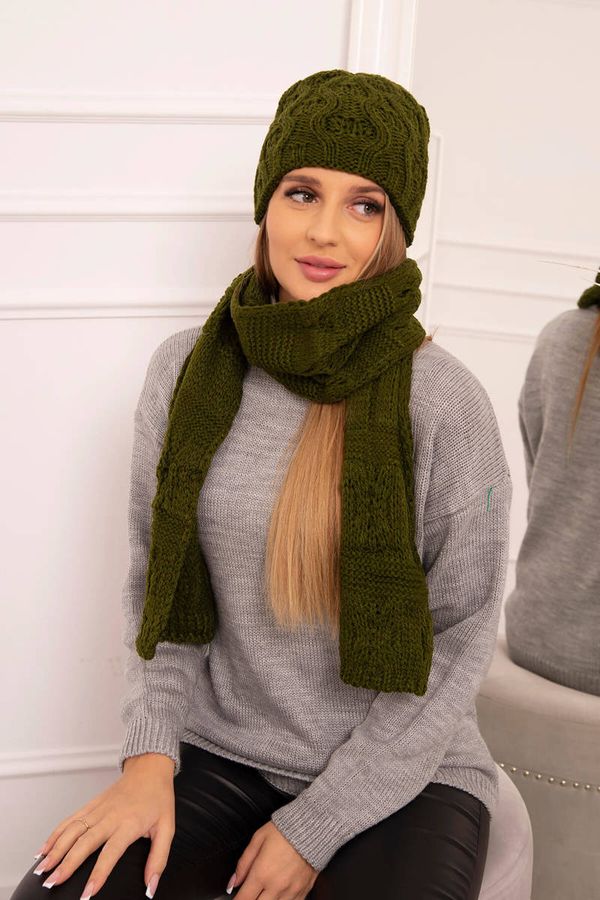 Kesi Women's set with scarf Michalina K415 khaki