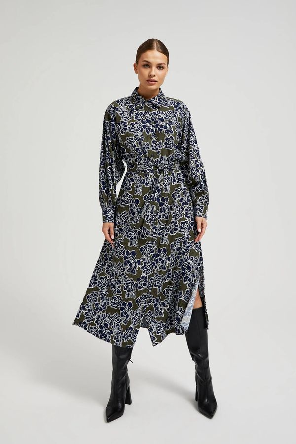 Moodo Women's shirt dress with floral pattern MOODO - olive