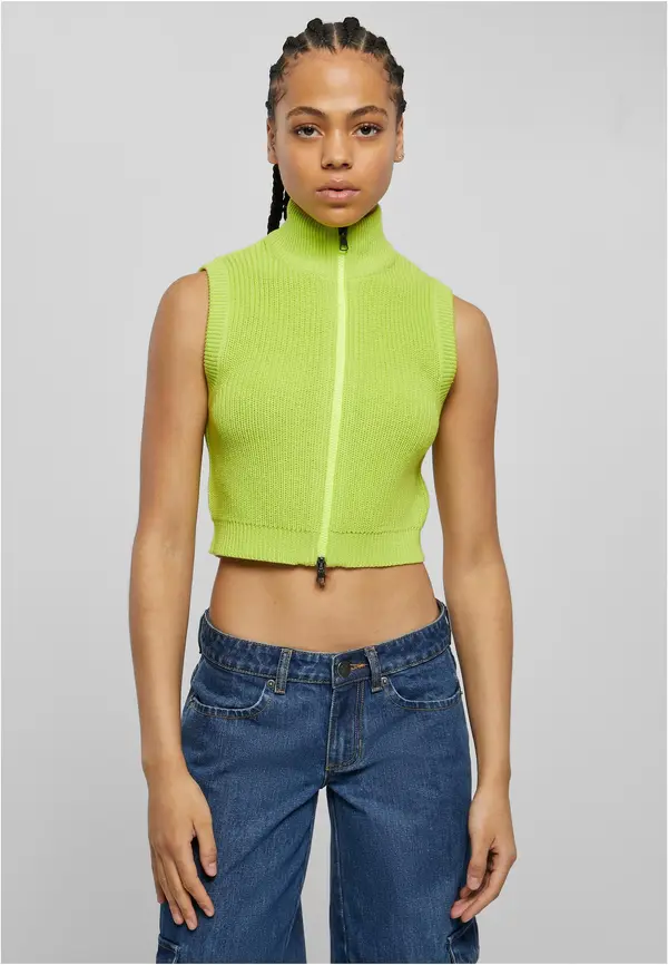 Urban Classics Women's short knitted vest frozen yellow