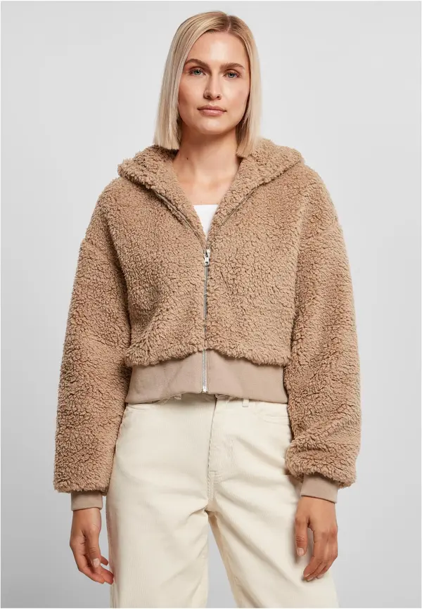 Urban Classics Women's short oversized jacket Sherpa softtaupe