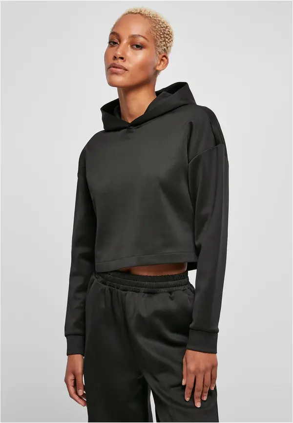 Urban Classics Women's Short Scuba Hoody Black