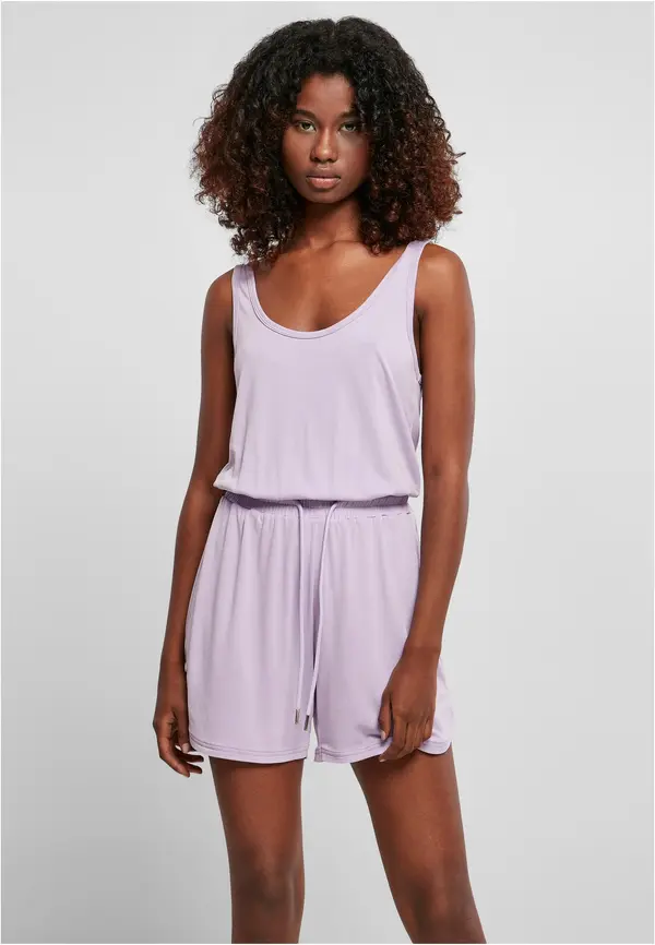 Urban Classics Women's Short Sleeve Modal Jumpsuit Lilac