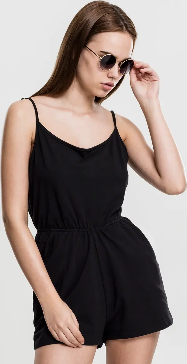Urban Classics Women's short spaghetti jumpsuit in black color
