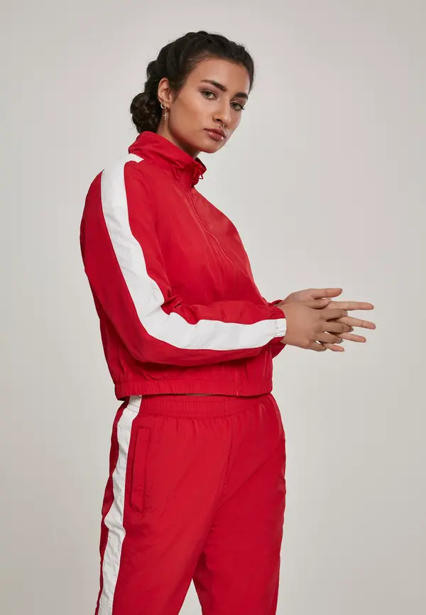 Urban Classics Women's short striped jacket with stopwatches red/wht