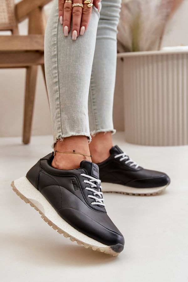 Big Star Women's sneakers sports shoes made of eco leather Big Star Hi-Poly System black