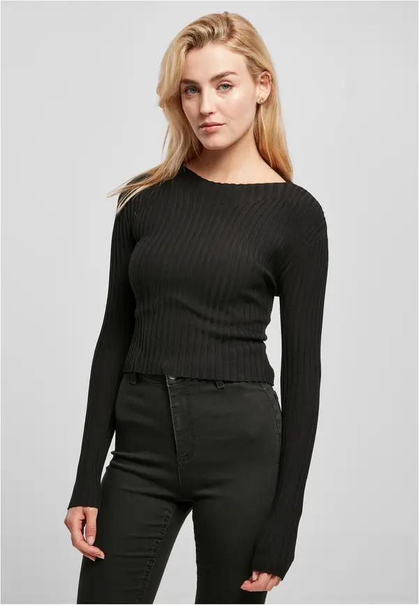 Urban Classics Women's sweater with short rib knit - black