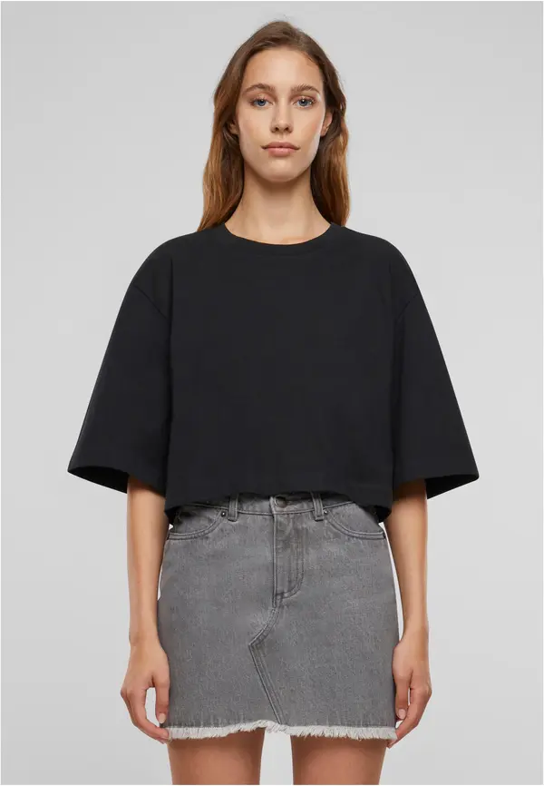 Urban Classics Women's T-shirt Heavy Organic Oversized Cropped Black