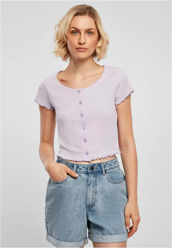 Urban Classics Women's T-shirt with button fastening in lilac