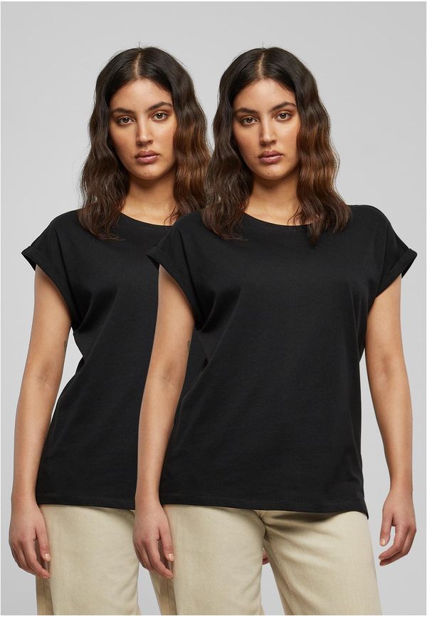 Urban Classics Women's T-shirt with extended shoulder 2 pcs black+black