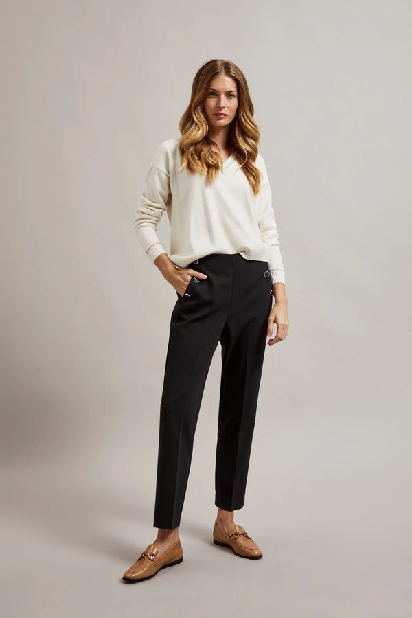 Moodo Women's trousers with decorative buttons MOODO - black