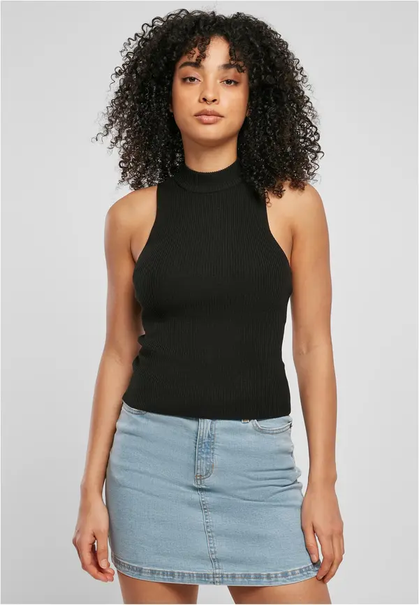 Urban Classics Women's turtleneck with short rib knit black