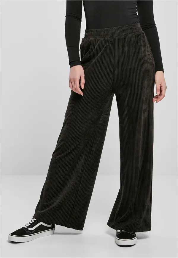 Urban Classics Women's Velvet Rib Straight Sweat Pants Black