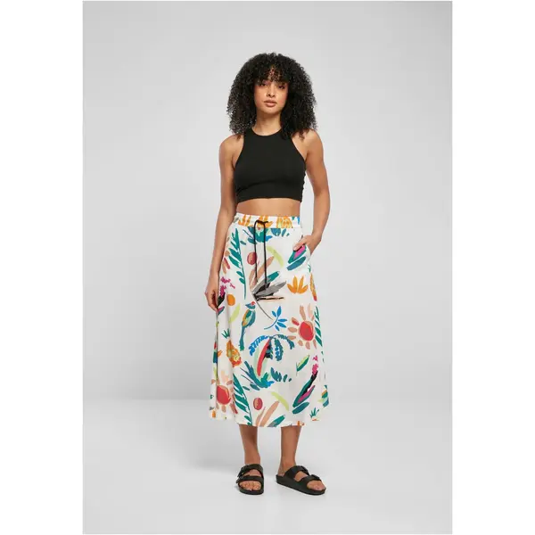 Urban Classics Women's viscose midi skirt white, sand and fruit