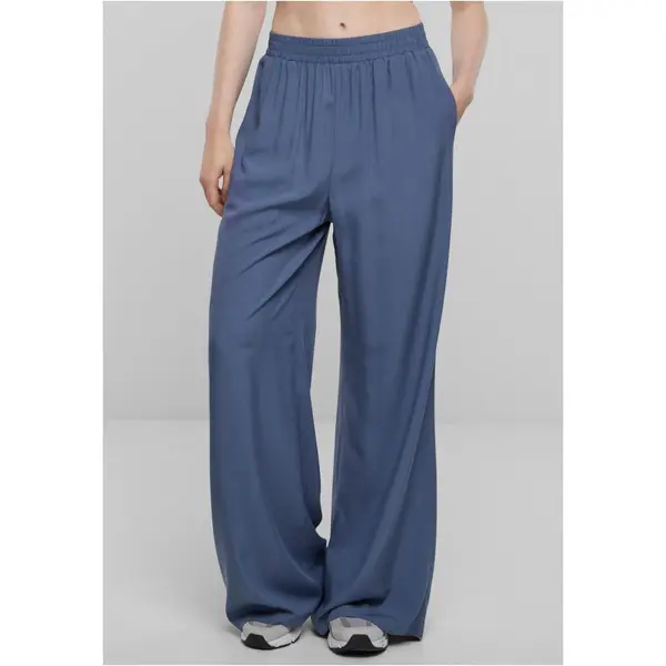 Urban Classics Women's viscose trousers with wide legs - blue