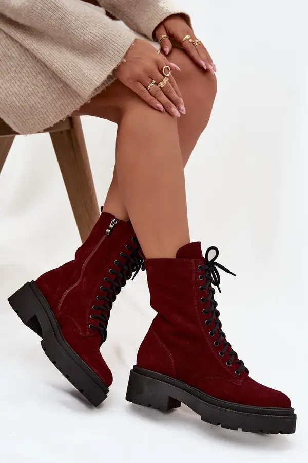 Zazoo Women's Workery Boots Made of Natural Suede with Heating Zazoo