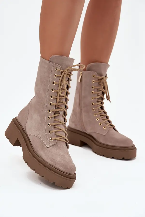 Zazoo Women's workery made of genuine suede with heating Zazoo 4213 beige
