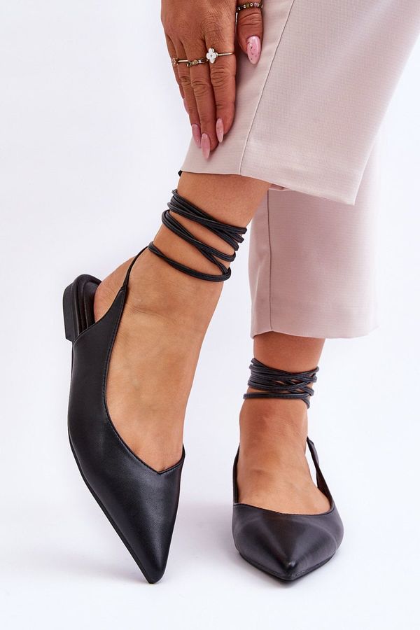 WS1 WS1 Women's Tied Pointed Ballerinas Black Turriso