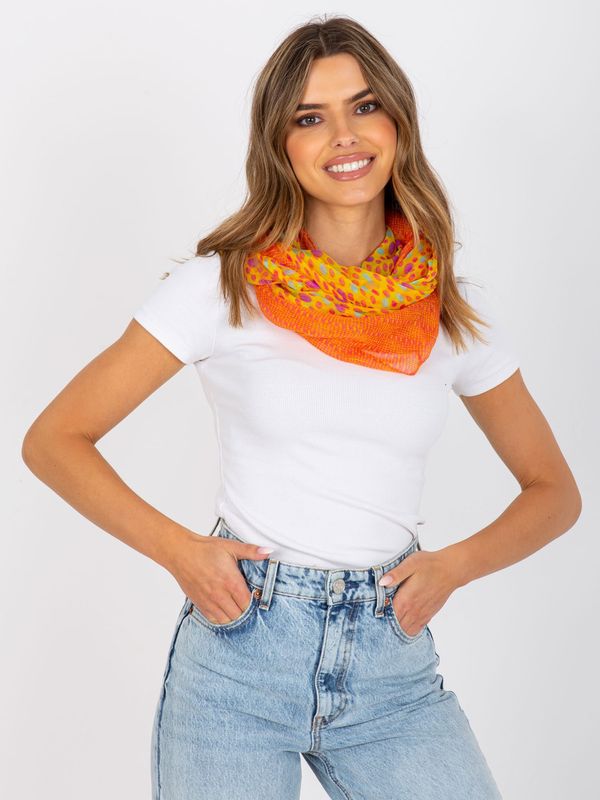 Fashionhunters Yellow and orange scarf with polka dots