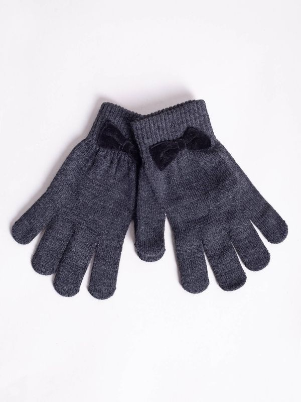 Yoclub Yoclub Kids's Girls' Five-Finger Gloves With Bow RED-0010G-AA5B-001