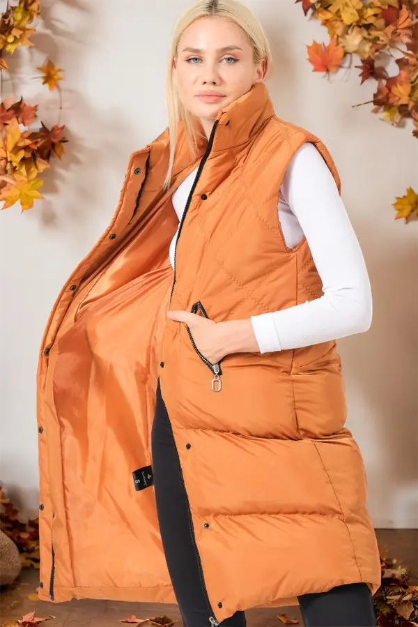 dewberry Z6743 DEWBERRY LADIES' VEST-PLAIN CAMEL