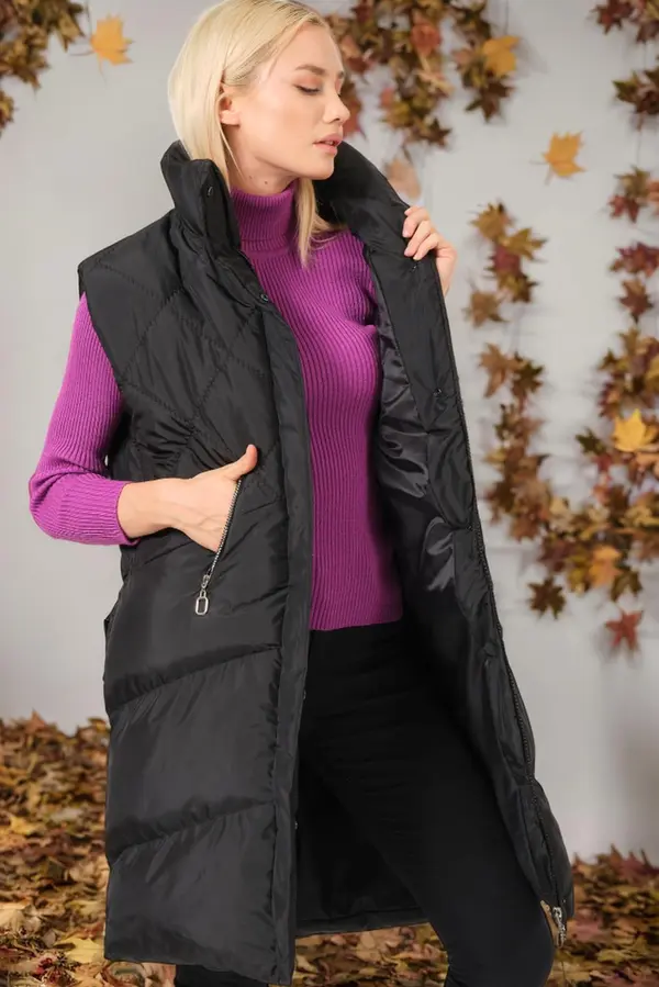 dewberry Z6743 DEWBERRY WOMEN'S VEST-PLAIN BLACK