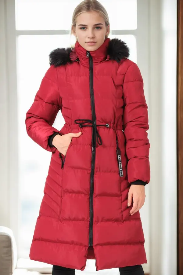 dewberry Z6758 DEWBERRY WOMEN'S COAT-PLAIN BURGUNDY