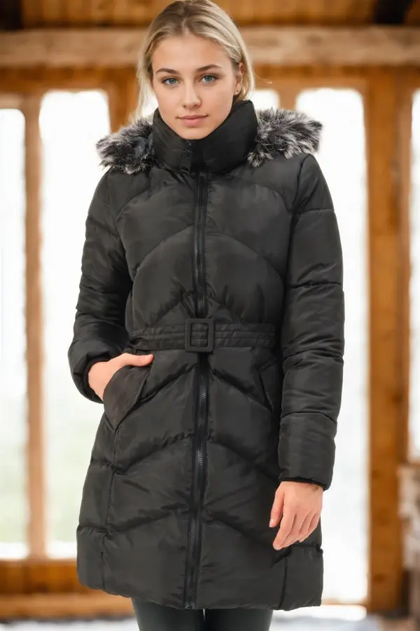 dewberry Z6768 DEWBERRY WOMEN'S COAT-DARK BLACK