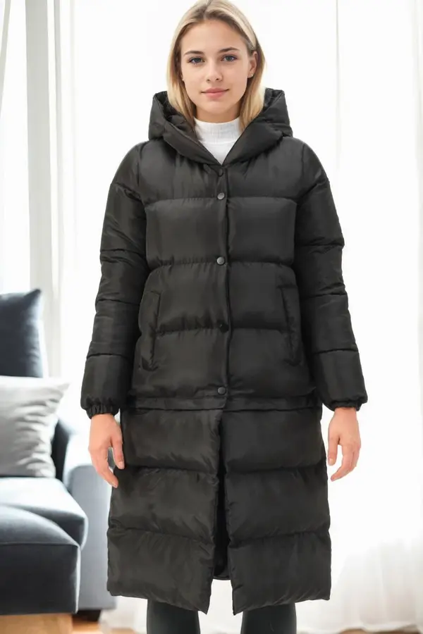 dewberry Z6772 DEWBERRY SHORTENABLE LADIES' COAT-BLACK-1