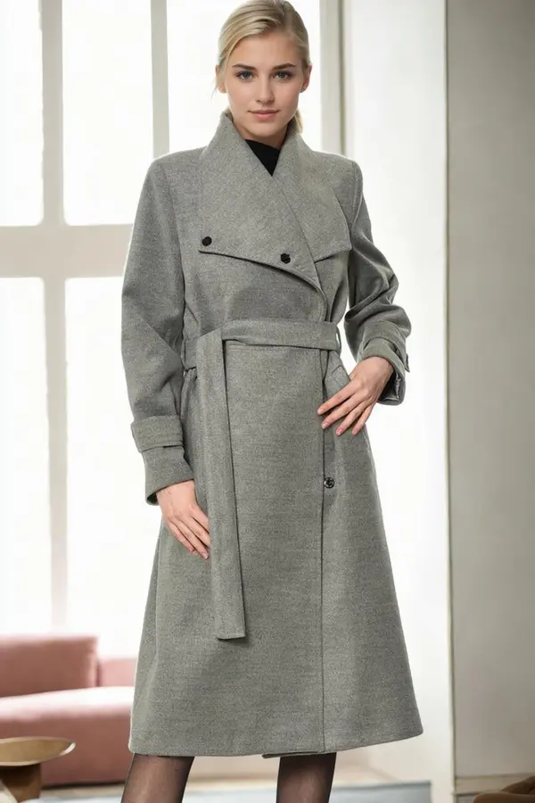dewberry Z9645 DEWBERRY WOMEN'S COAT-LIGHT GREY
