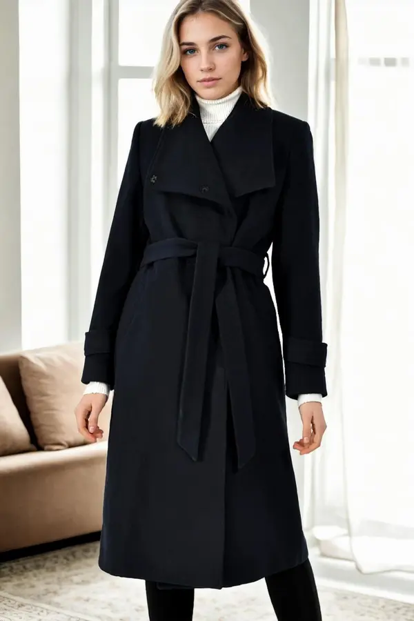 dewberry Z9645 DEWBERRY WOMEN'S COAT-NAVY BLUE