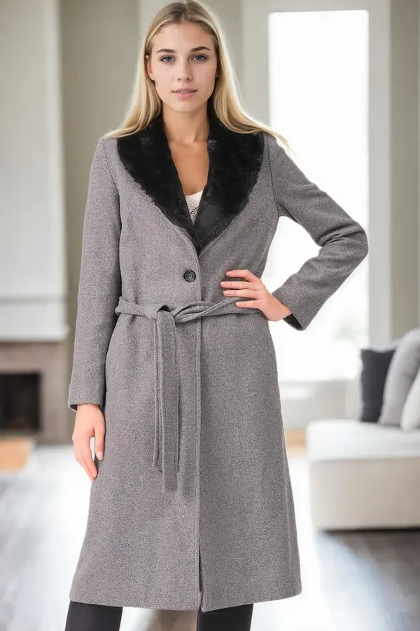 dewberry Z9671 DEWBERRY WOMEN'S COAT-GREY