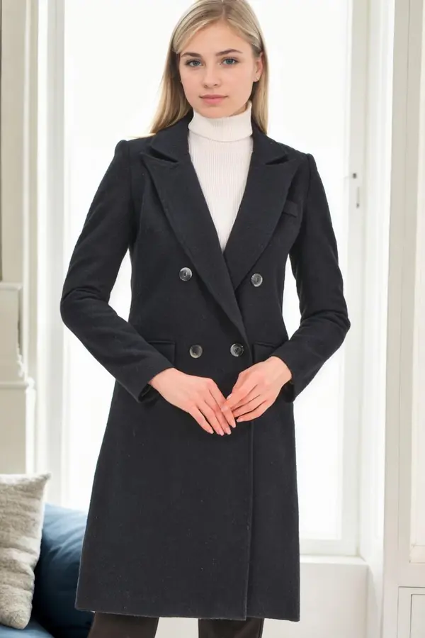 dewberry Z9672 DEWBERRY WOMEN'S COAT-NAVY BLUE