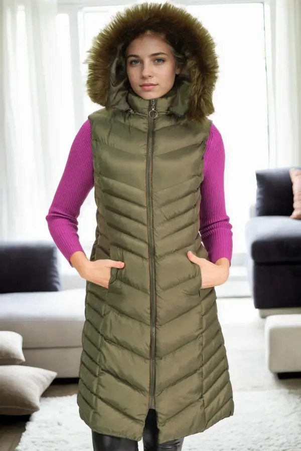 dewberry Z9725 DEWBERRY WOMEN'S VEST-KHAKI