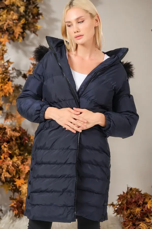 dewberry Z9740 DEWBERRY WOMEN'S COAT-NAVY BLUE