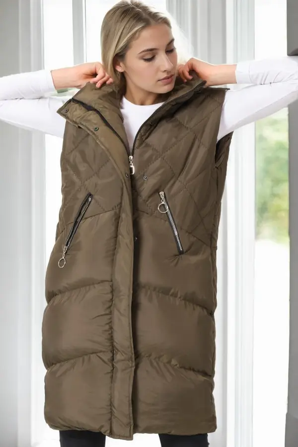 dewberry Z9743 DEWBERRY WOMEN'S VEST-KHAKI