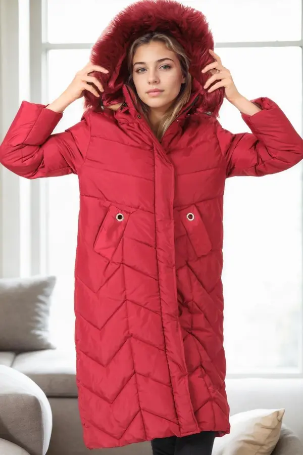 dewberry Z9751 DEWBERRY WOMEN'S COAT-BURGUNDY