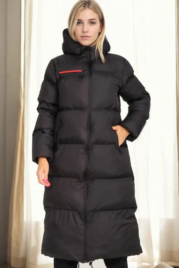 dewberry Z9756 DEWBERRY WOMEN'S PUFFER COAT-BLACK