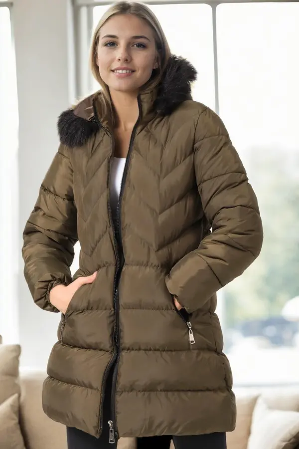 dewberry Z9759 DEWBERRY WOMEN'S COAT-KHAKI
