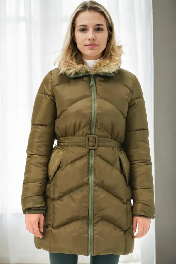 dewberry Z9767 DEWBERRY WOMEN'S COAT-KHAKI