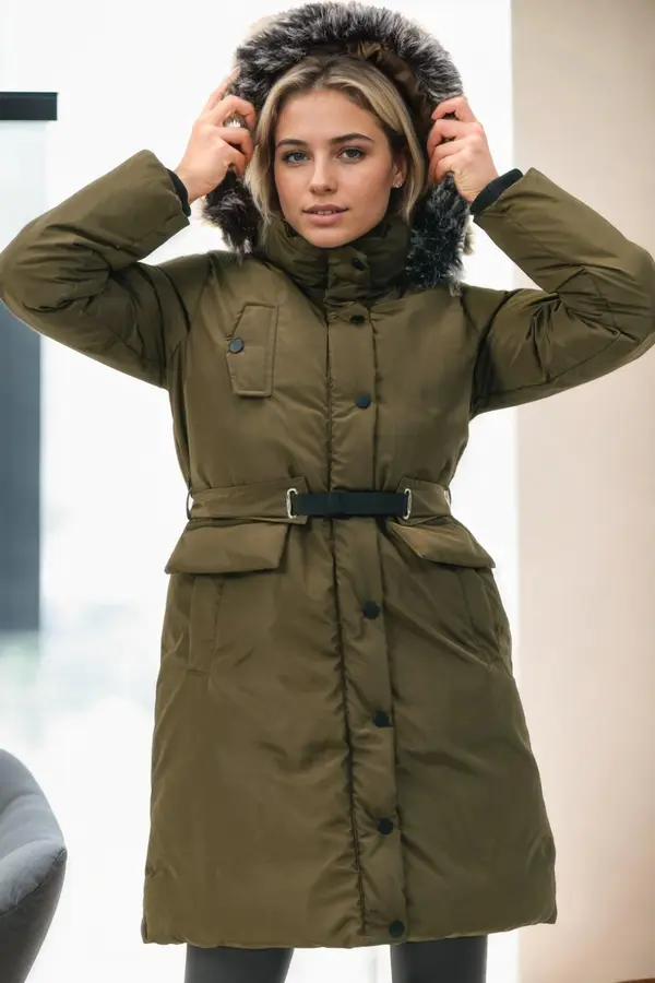 dewberry Z9774 DEWBERRY WOMEN'S COAT-KHAKI