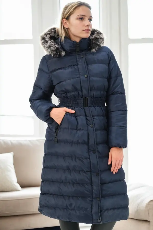 dewberry Z9779 DEWBERRY WOMEN'S COAT-NAVY BLUE